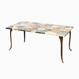 Mesa de centro vintage estilo mosaico de resina y ónix, años 70