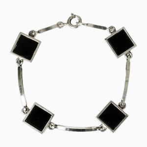 Pulsera de plata y ónice de Niels Erik, años 60