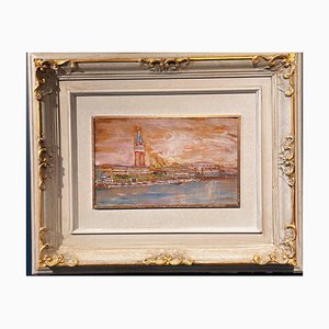 Angelo Del Bon, Venice, Oil on Panel, 1930s, Framed