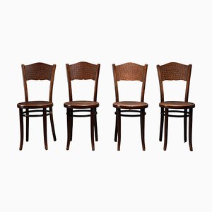 Chaises de Bistrot en Bois Courbé avec Motif Crocodile attribuées à Thonet, 1920, Set de 4