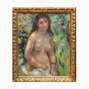 After Pierre-Auguste Renoir, Bather in Sunny Shade, Oil on Canvas, Framed