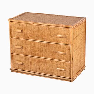 Mid-Century Chest of Drawers in Rattan and Bamboo, 1970s