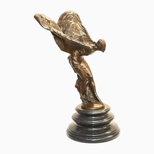 Bronzene Flying Lady Statue Spirt of Ecstacy von Charles Skyes, 1920er