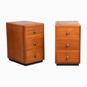 Mid-Century Mahogany Bedside Tables with 3 Drawers, 1960s, Set of 2