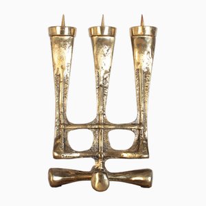 Vintage Brutalist Brass Candleholder