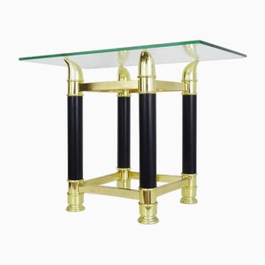 Coffee Table in Glass and Black Metal attributed to Tomasso Barbi, 1970s