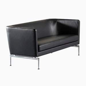 Divano Vitra Suita Club in pelle nera di Charles & Ray Eamess