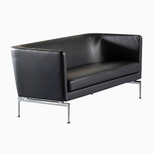 Suita Club Sofa in Black Leather by Charles and Ray Eames for Vitra