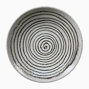 Plato en espiral decorativo Mid-Century de loza, Japón, años 60