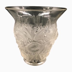 Art Deco Frosted Glass Vase with Thistle Motif from Verlys, France, 1930s