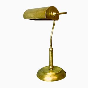 Portuguese Brass Bankers Table Lamp, 1940s