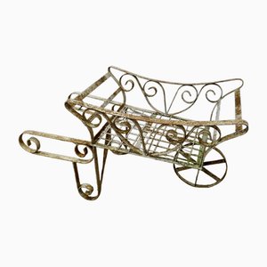 Wrought Iron Hand Cart Wheel Barrow for Plant Display, 1950s