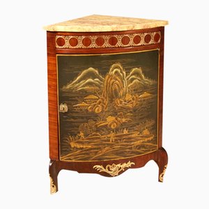French Corner Cabinet in Chinese Lacquered Mahogany, 1950s