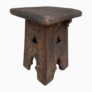 Tabouret Début 20ème Siècle en Chêne Foncé, France, 1910s