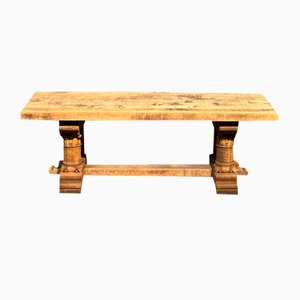 Architectural French Oak Farmhouse Dining Table, 1925