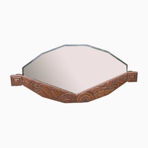 Art Deco Oval Mirror in Walnut, 1940s