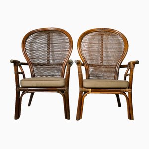 Set of Spanish Rattan Armchairs, 1970s