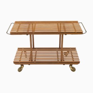 Mid-Century Alpine Style Pine Slatted Trolley Table, 1950