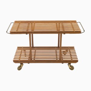 Mid-Century Alpine Style Pine Slatted Trolley Table, 1950