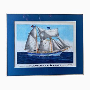 Gilbert Pajot, Marine Scene, Gouache, Framed