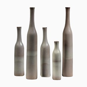 Gray-Glazed Ceramic Vases by Jacques Et Danièle Ruelland, 1950s, Set of 5