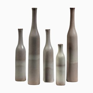 Vases en Céramique Vernie Grise par Jacques Et Danièle Ruelland, 1950s, Set de 5