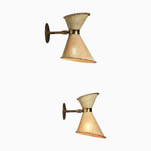 French Diabolo Wall Lights in style of Mathieu Matégot, 1950s, Set of 2