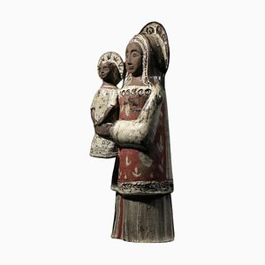 Large Ceramic Virgin and Child attributed to Jean Derval Vallauris, 1960s
