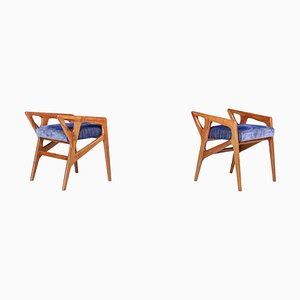 Set of Sculptural Stools in Walnut attributed to Gio Ponti for Cassina, Italy, 1950s