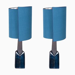 Lamp with New Silk Blue Lampshade by René Houben for Soholm, 1960s