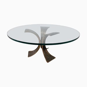 Mid-Century Modern Couchtisch aus Glas & Bronze, Italien, 1960er