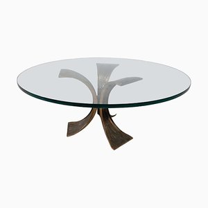 Mid-Century Modern Glass and Bronze Coffee Table, Italy, 1960s