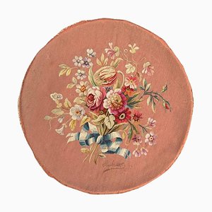 French Round Aubusson Tapestry from Bobyrugs, 1890s