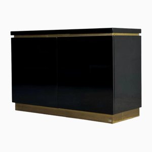 Credenza piccola laccata nera di JC Mahey, Francia