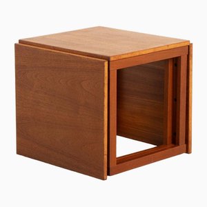 Tables Cubes Gigognes Modèle 33 Midcentury en Teck par Kai Kristiansen pour Vildbjerg Furniture Factory, 1960, Set de 3