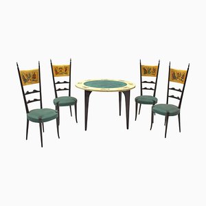 Vintage Game Table and Chairs, 1950, Set of 5