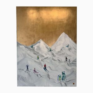 Katharina Hormel, Snowy Mountains, Mixed Media on Canvas