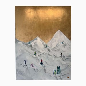Katharina Hormel, Snowy Mountains, Technique mixte sur toile