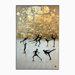 Katharina Hormel, Dancing on Ice, Mixed Media auf Leinwand