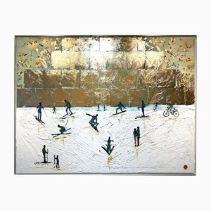 Katharina Hormel, Winterspaß, Mixed Media auf Leinwand