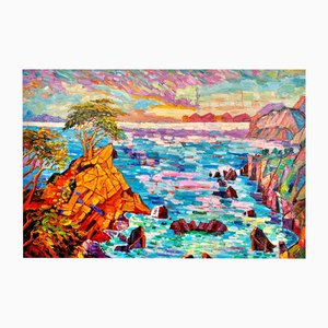 K. Husslein, Cypress Tree Sunset, Öl auf Leinwand