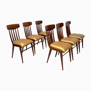 Wooden Dining Chairs, Italy, 1950s, Set of 6
