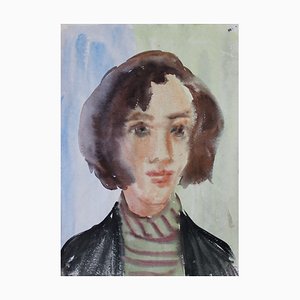 Dzidra Ezergaile, Portrait, 1961, Watercolor on Paper