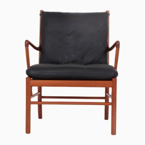 Colonia Chair PJ 149 in Mahogany and Black Leather by Ole Wanscher for Poul Jeppesens Møbelfabrik, 1960s