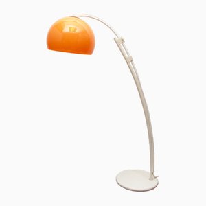 Lámpara de pie de arco en blanco y naranja, años 70