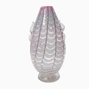 Fliederfarbene Vintage Vase aus transparentem Muranoglas von Alberto Donà, Italien, 1940er