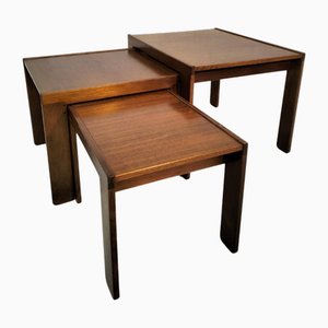 Tavolini in legno Mod. 777 attribuito ad Afra & Tobia Scarpa per Cassina, anni '60, set di 3