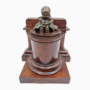 Bronze and Mahogany Bookend, 19th Century