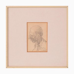 Sketch of a Man, 1920s, Pencil on Paper, Framed
