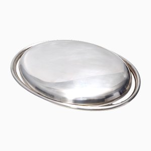 Postmodern Silver-Plated Metal Serving Plate by Lino Sabattini, Italy, 1970s